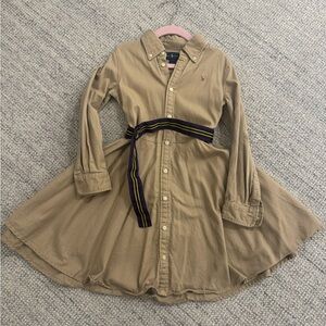Ralph Lauren Beige Kids Dress with Navy Belt